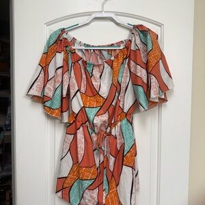 SHEIN Multicolor Off-Shoulder Flutter Sleeve Romper
